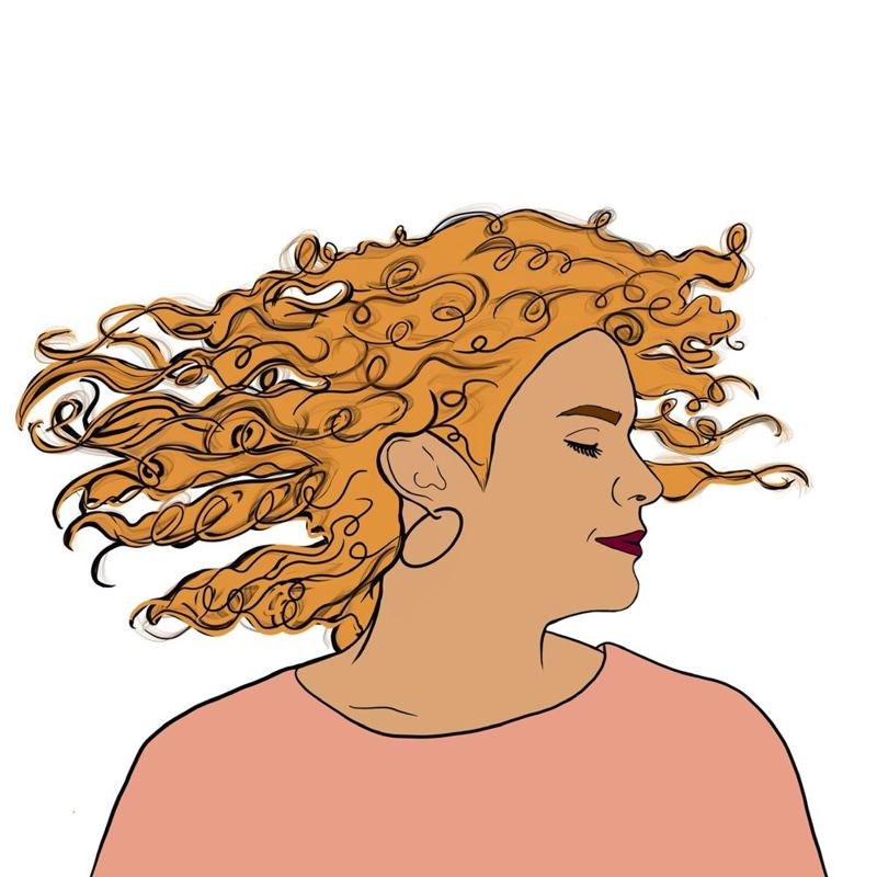 Ilustración: mujer con el pelo al viento