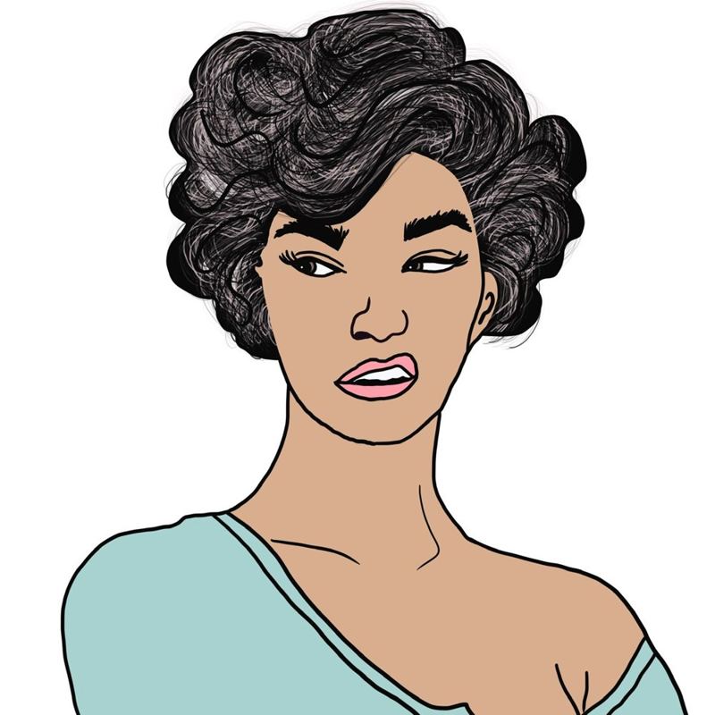 Ilustración: mujer de pelo gris